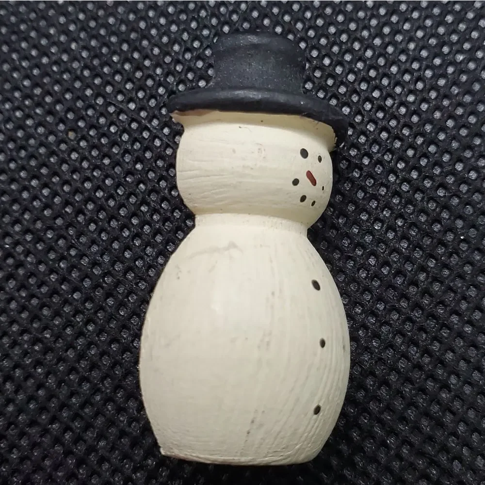 Wooden Snowman Brooch